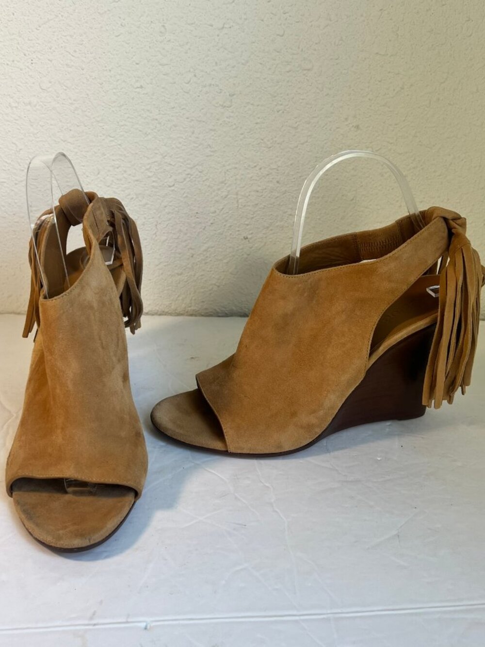 $795 CHLOE SUEDE TASSEL FRINGE WEDGE SANDAL SIZE 39.5 / 9.5